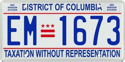 DC license plate EM1673