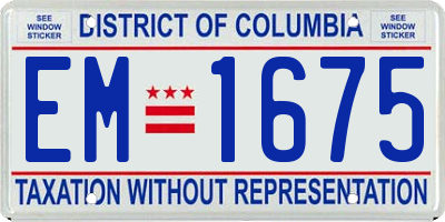 DC license plate EM1675
