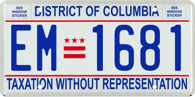 DC license plate EM1681