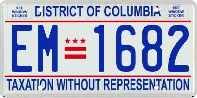 DC license plate EM1682