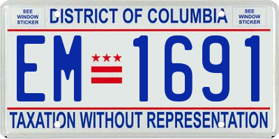 DC license plate EM1691