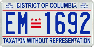 DC license plate EM1692