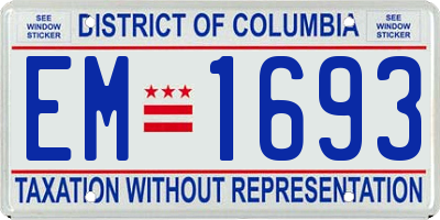 DC license plate EM1693