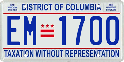 DC license plate EM1700