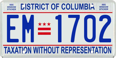 DC license plate EM1702