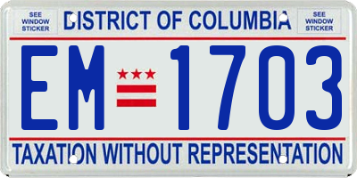 DC license plate EM1703