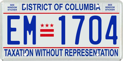 DC license plate EM1704