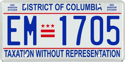 DC license plate EM1705