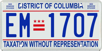 DC license plate EM1707