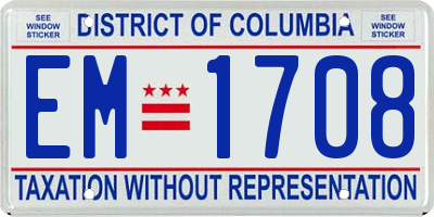 DC license plate EM1708