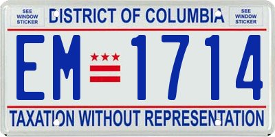 DC license plate EM1714