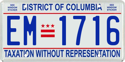 DC license plate EM1716