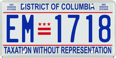 DC license plate EM1718