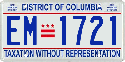 DC license plate EM1721