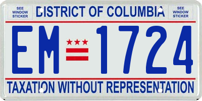 DC license plate EM1724