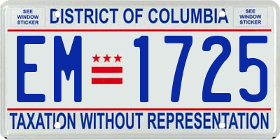 DC license plate EM1725