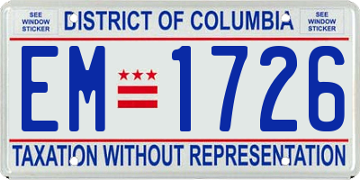 DC license plate EM1726