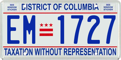 DC license plate EM1727