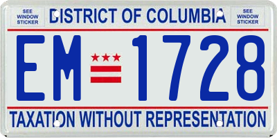 DC license plate EM1728