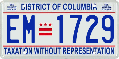 DC license plate EM1729