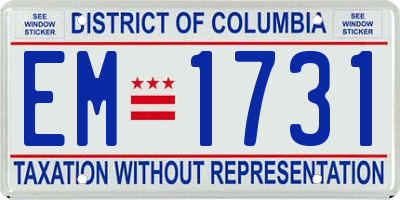DC license plate EM1731