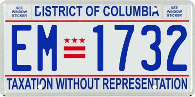 DC license plate EM1732