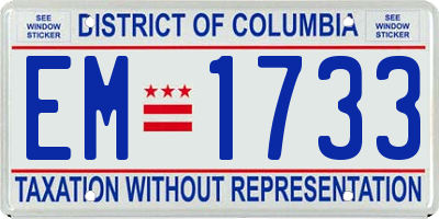 DC license plate EM1733
