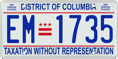 DC license plate EM1735
