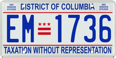 DC license plate EM1736