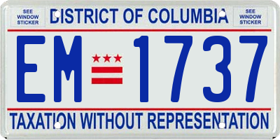 DC license plate EM1737