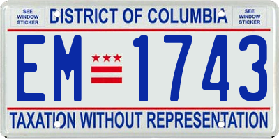 DC license plate EM1743
