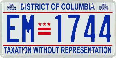 DC license plate EM1744