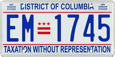 DC license plate EM1745