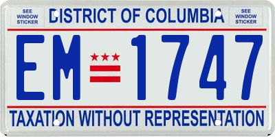 DC license plate EM1747