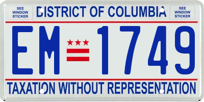 DC license plate EM1749