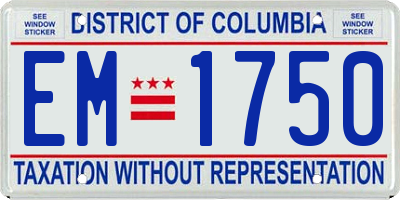 DC license plate EM1750