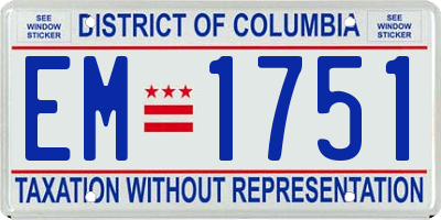 DC license plate EM1751