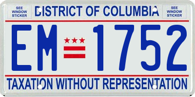 DC license plate EM1752