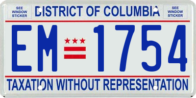 DC license plate EM1754