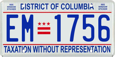 DC license plate EM1756