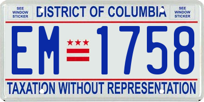 DC license plate EM1758