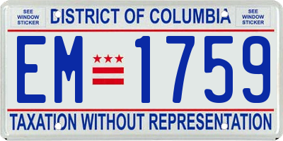 DC license plate EM1759