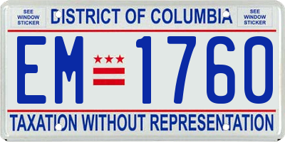 DC license plate EM1760
