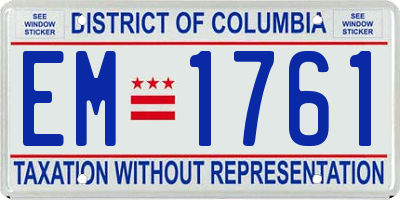 DC license plate EM1761