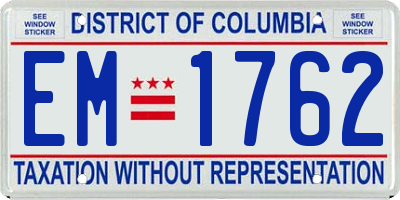 DC license plate EM1762