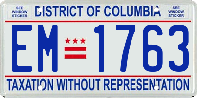 DC license plate EM1763