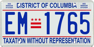 DC license plate EM1765