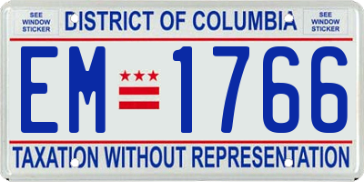 DC license plate EM1766