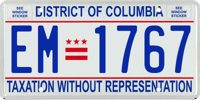DC license plate EM1767