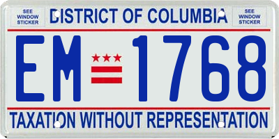 DC license plate EM1768